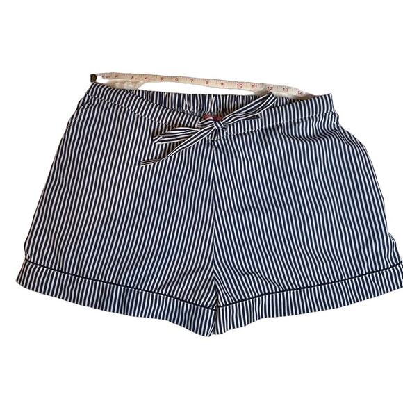 ISAAC MIZRAHI Sleepwear‎ Sleep Shorts String Tie Large L Navy White Stripe Comfy - Picture 1 of 5